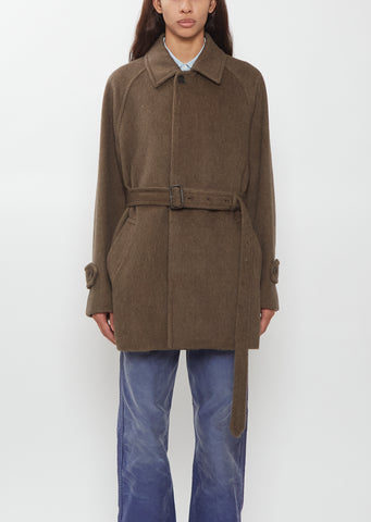 Hairy Wool Mohair Chambray Soutien Collar Coat