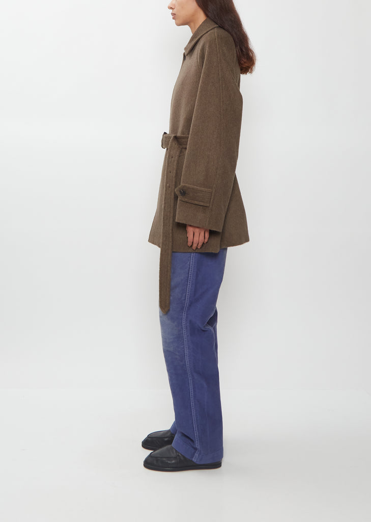 Hairy Wool Mohair Chambray Soutien Collar Coat
