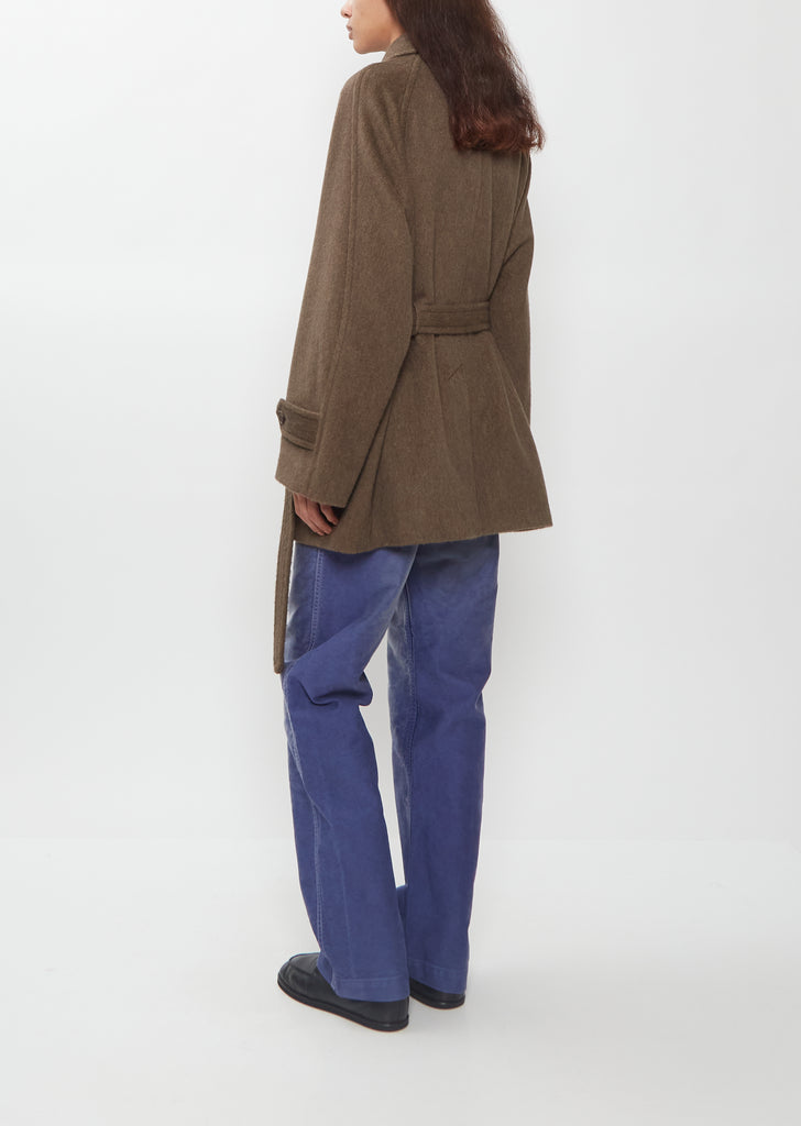 Hairy Wool Mohair Chambray Soutien Collar Coat