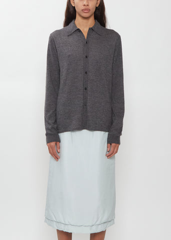 High Gauge Cashmere Shirt Cardigan — Charcoal