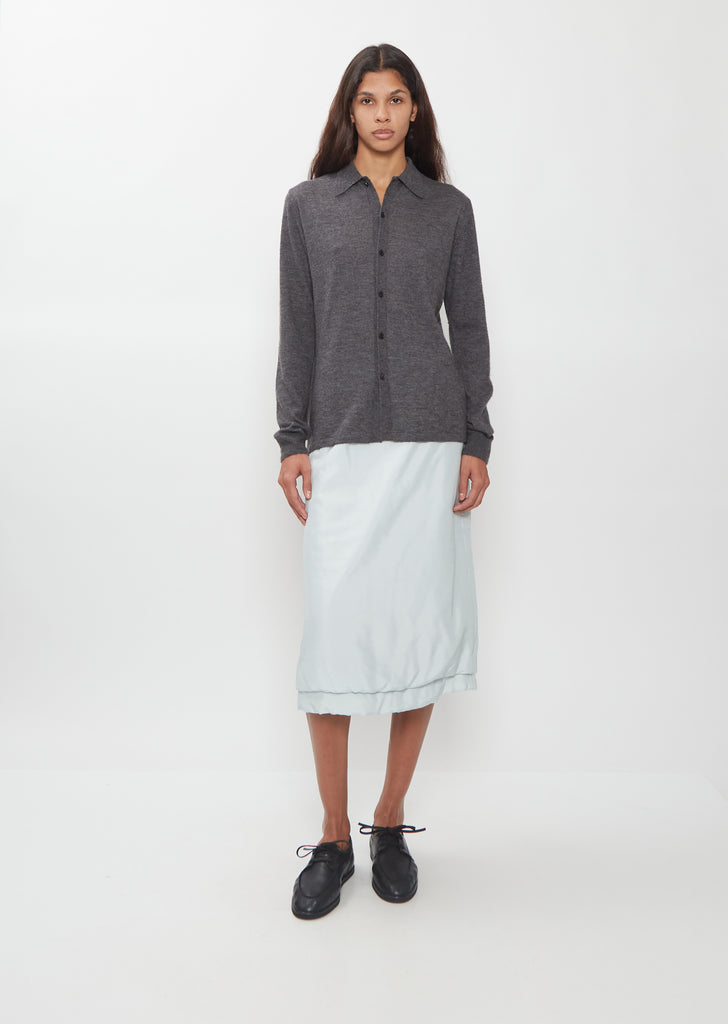 High Gauge Cashmere Shirt Cardigan — Charcoal