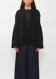 Cashmere Ribbed Trim Cardigan — Black