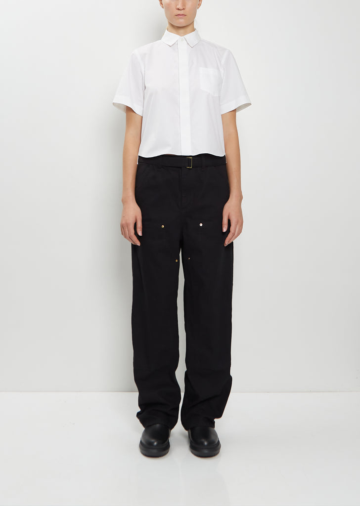 Washed Cotton Canvas Duck Pants — Black