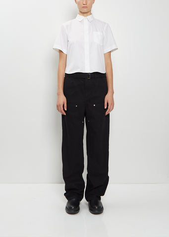Washed Cotton Canvas Duck Pants — Black