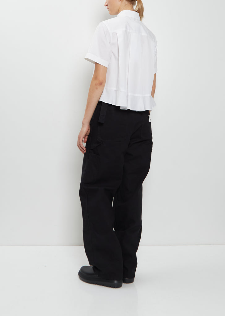 Washed Cotton Canvas Duck Pants — Black
