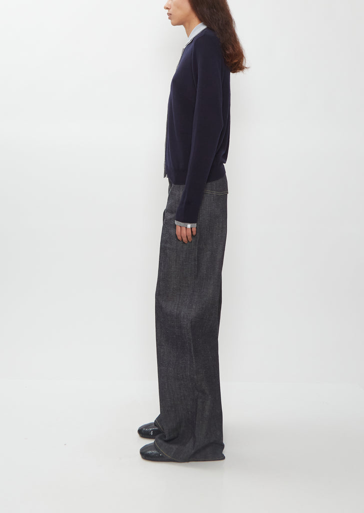Wool Knit Polo Cardigan