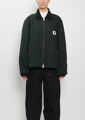 Washed Cotton Canvas Duck Jacket — Green