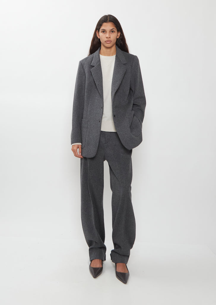 Wool Flannel Blazer w/ Leather Press Buttons