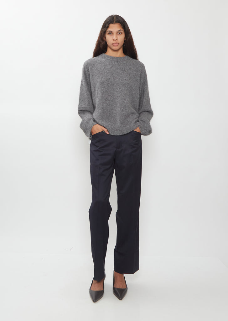 Tristan Crewneck Wool Yak Sweater — Anthracite