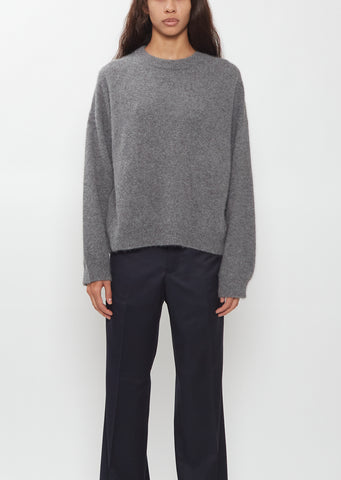 Tristan Crewneck Wool Yak Sweater — Anthracite