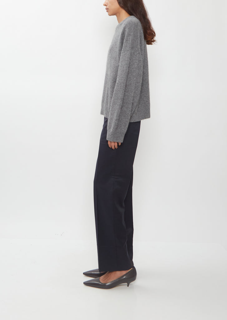 Tristan Crewneck Wool Yak Sweater — Anthracite