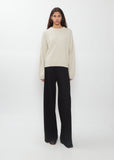 Tristan Crewneck Wool Yak Sweater — Stone