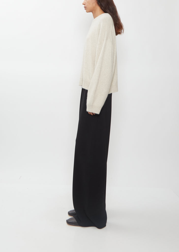 Tristan Crewneck Wool Yak Sweater — Stone