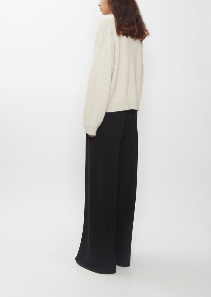 Tristan Crewneck Wool Yak Sweater — Stone