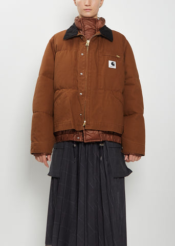 Washed Cotton Canvas Duck Puffer Jacket — Dark Beige