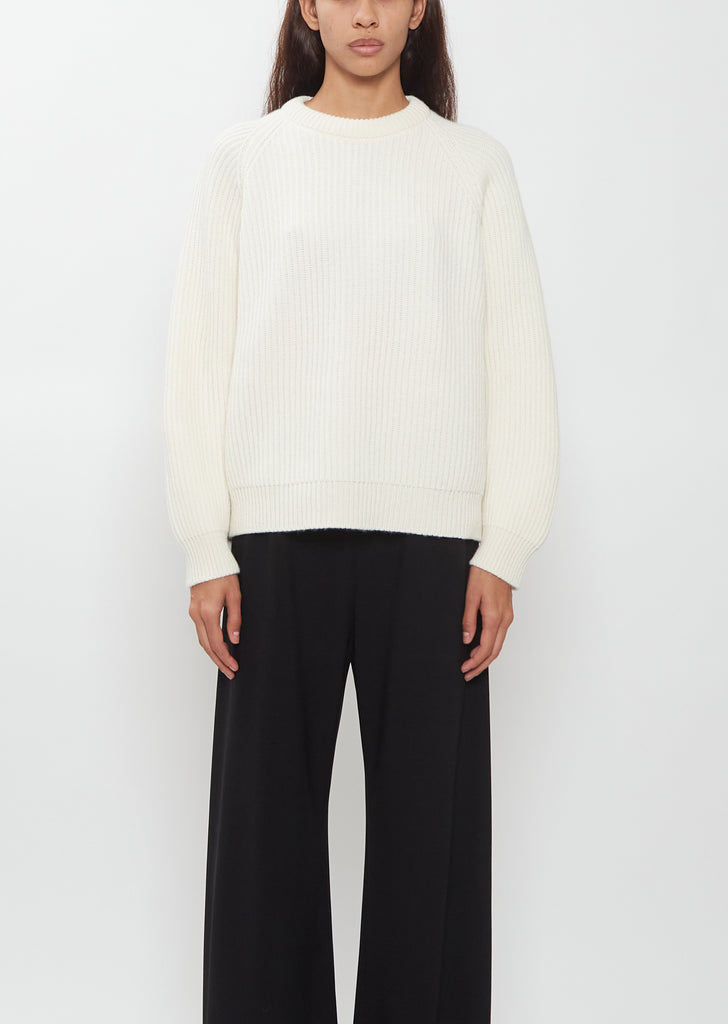 Marin Fisherman Cashmere Sweater — Chalk
