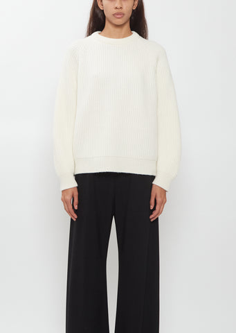 Marin Fisherman Cashmere Sweater — Chalk