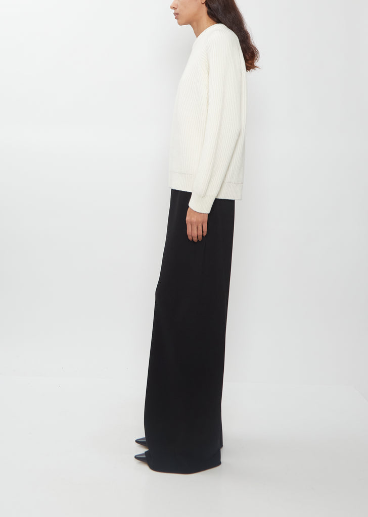 Marin Fisherman Cashmere Sweater — Chalk