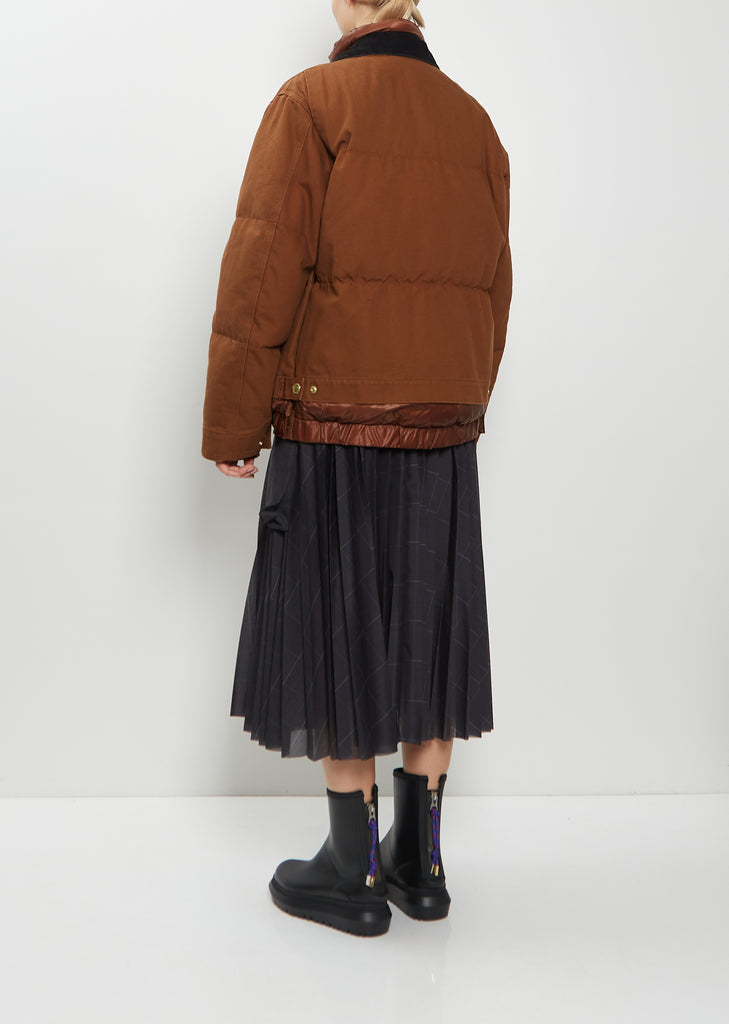 Washed Cotton Canvas Duck Puffer Jacket — Dark Beige