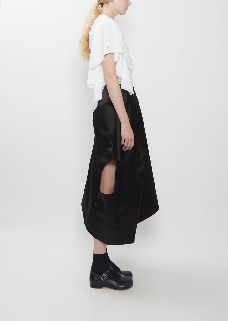Satin Asymmetrical Cut-Out Skirt