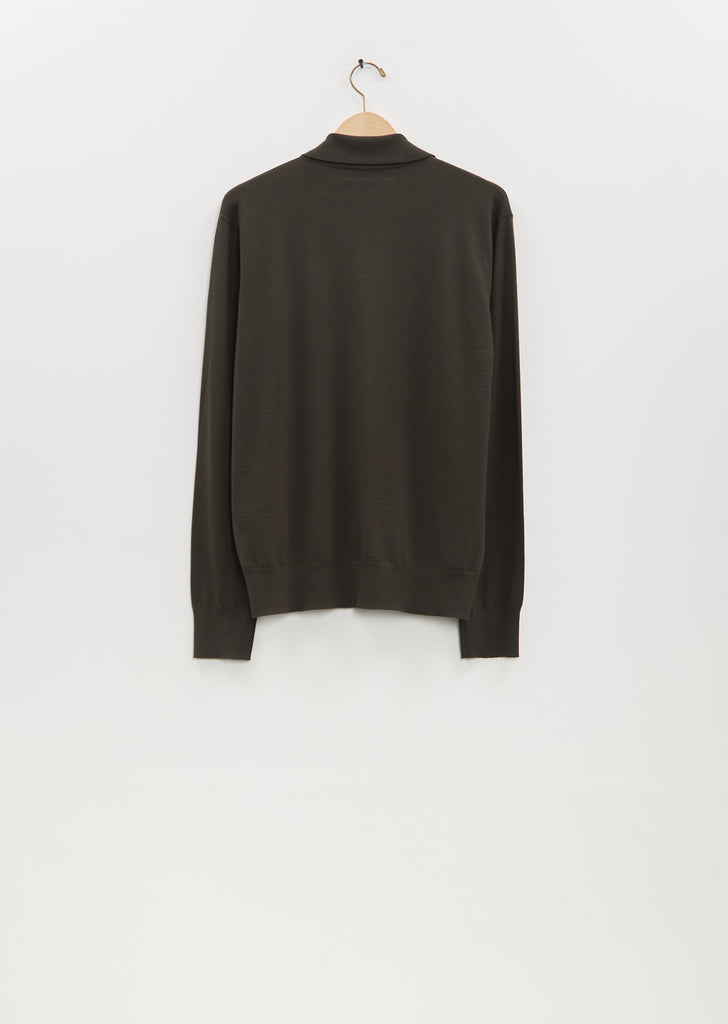 Muano Merino Wool Polo — Dark Khaki