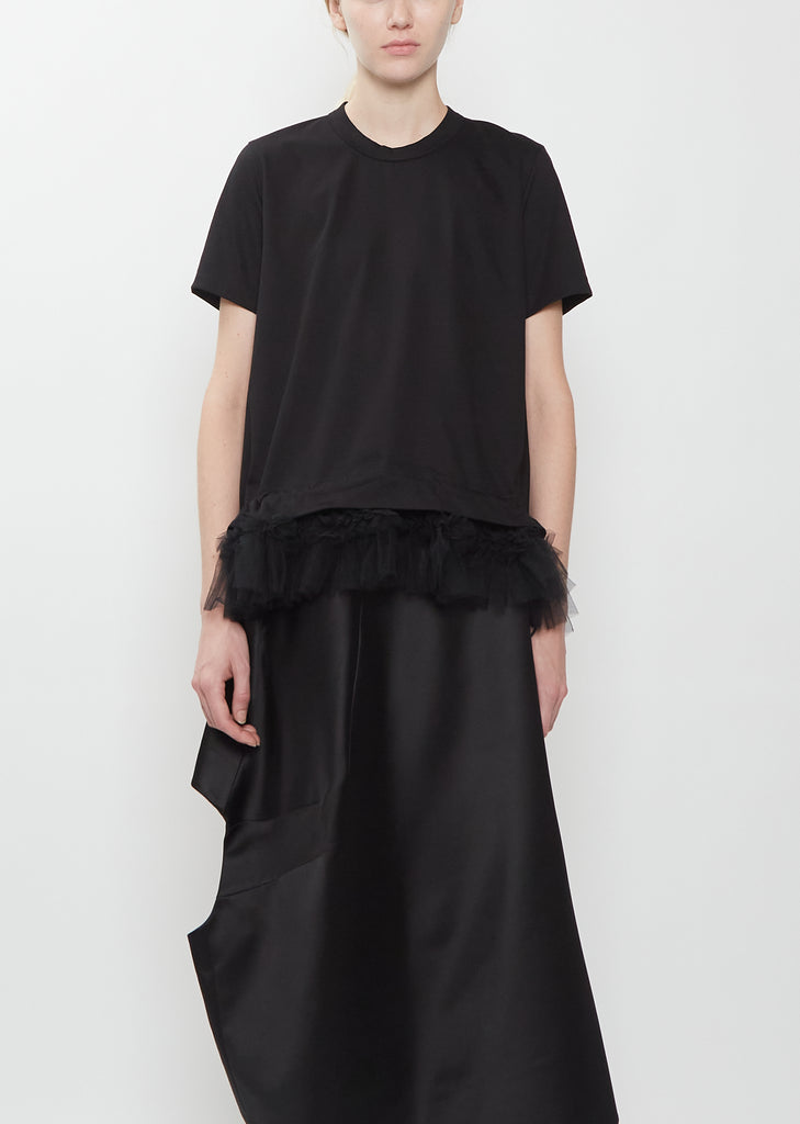 Cotton Tulle T-Shirt — Black