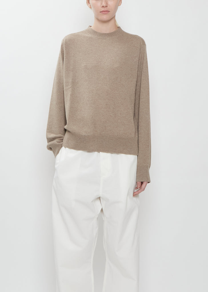 Minos Cashmere Crewneck Sweater — Sahara Mélange