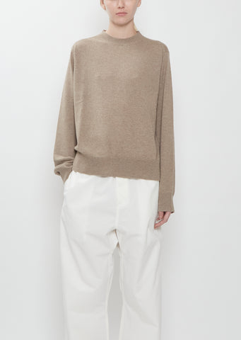 Minos Cashmere Crewneck Sweater — Sahara Mélange