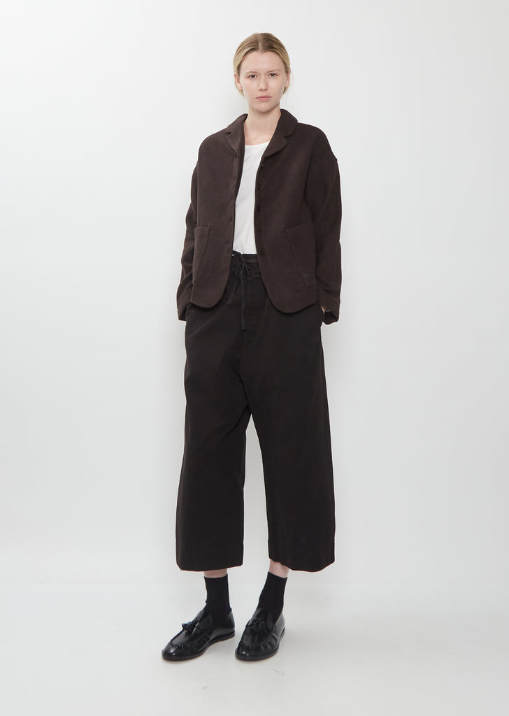 Cotton Blend Soft Loose Blazer — Brown
