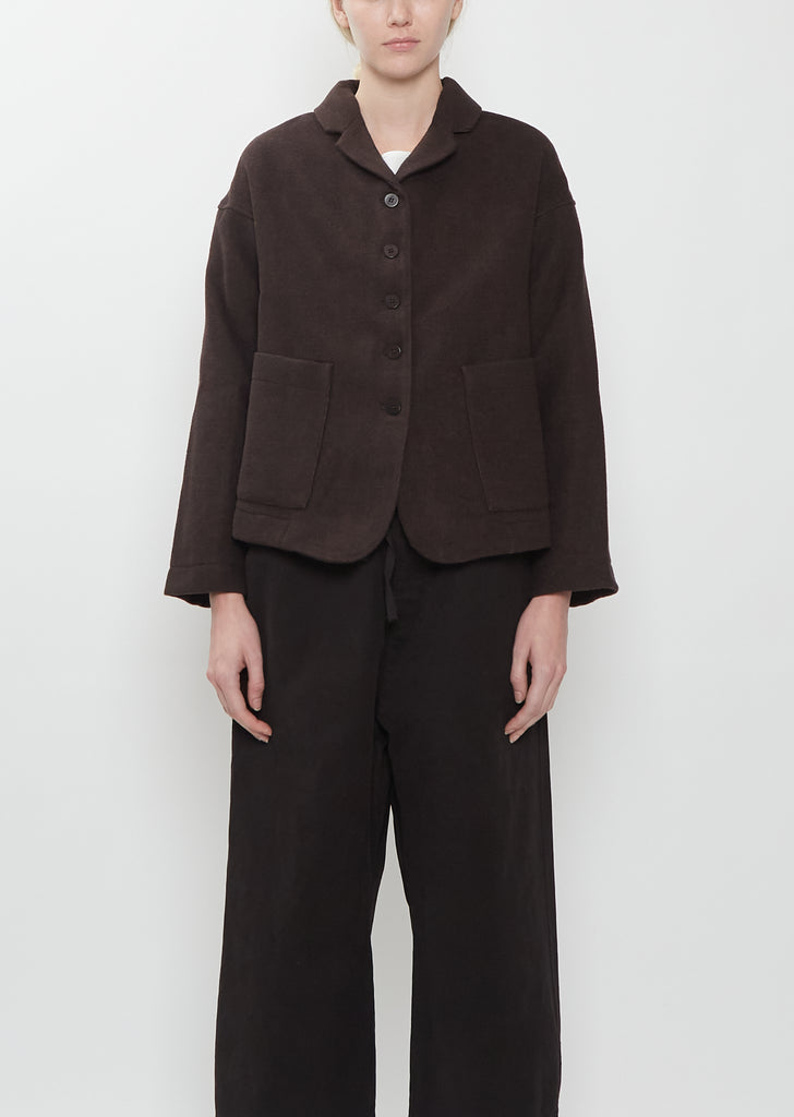 Cotton Blend Soft Loose Blazer — Brown