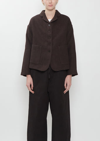 Cotton Blend Soft Loose Blazer — Brown