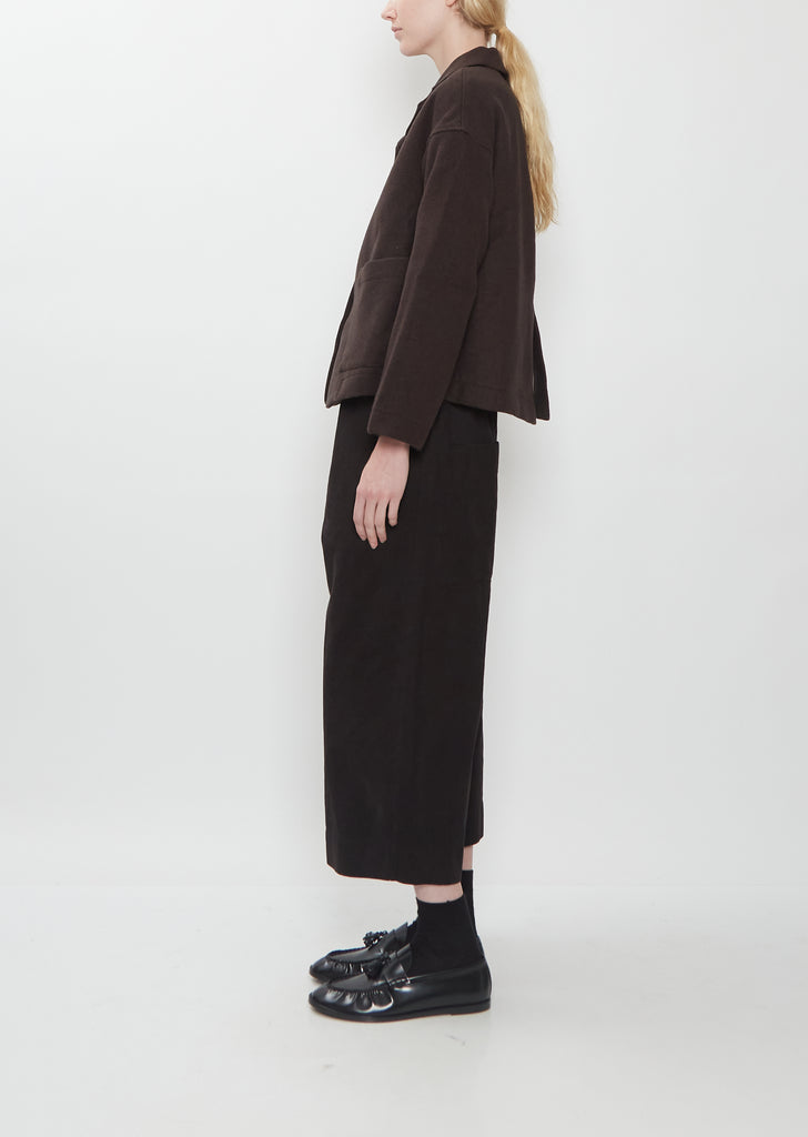 Cotton Blend Soft Loose Blazer — Brown