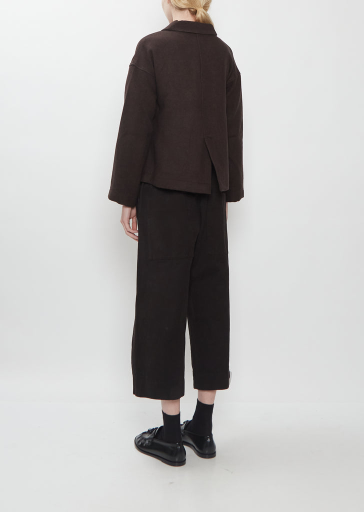 Cotton Blend Soft Loose Blazer — Brown