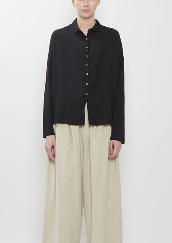 Light Cotton Short Collar Shirt — Black