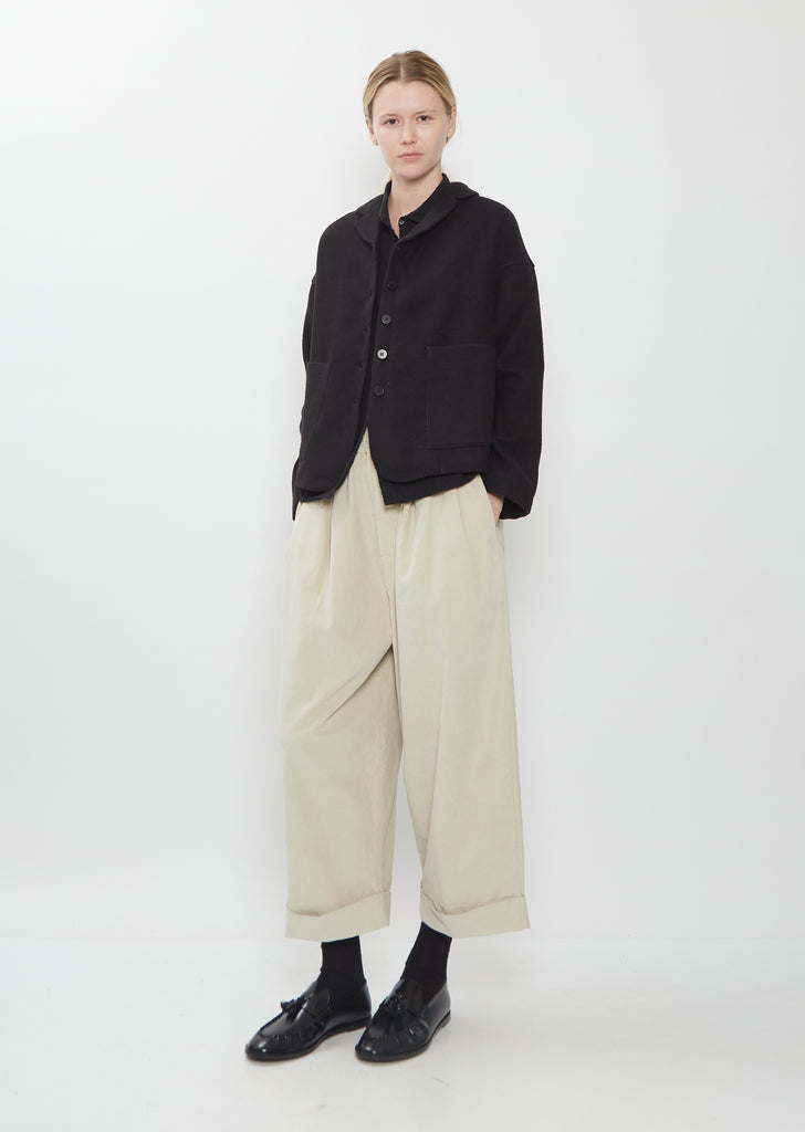 Cotton Blend Soft Loose Blazer — Black