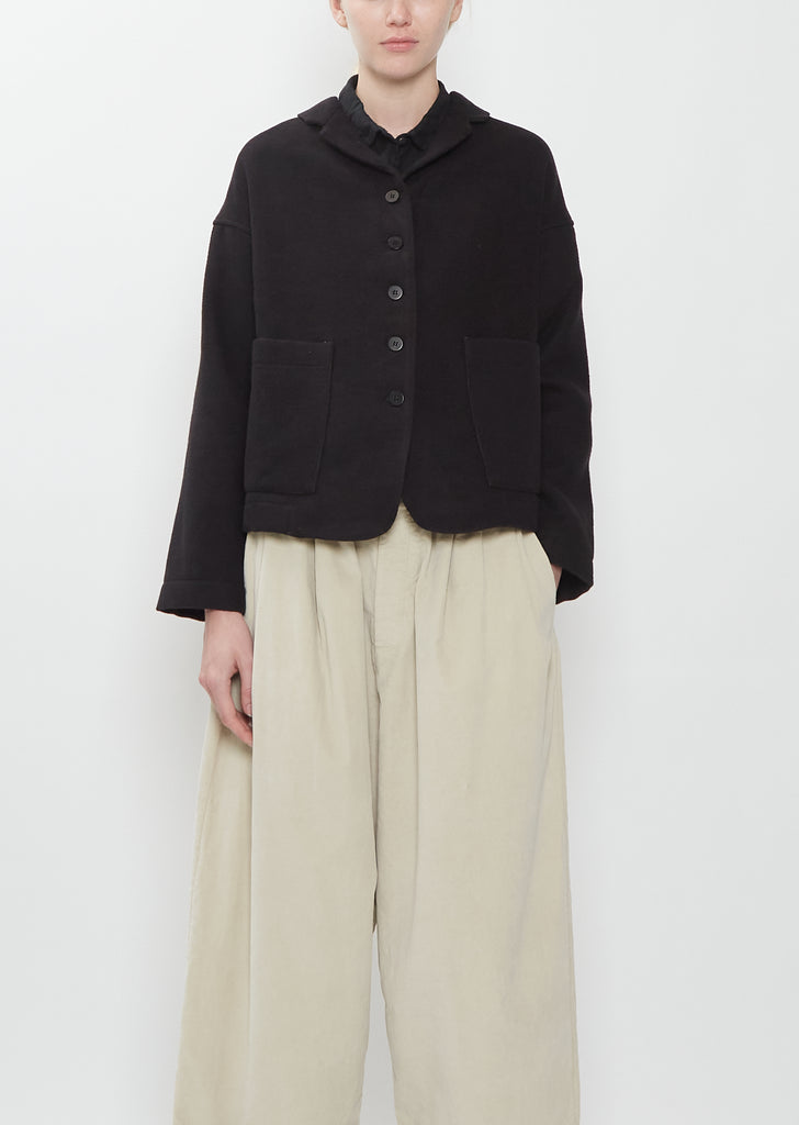 Cotton Blend Soft Loose Blazer — Black