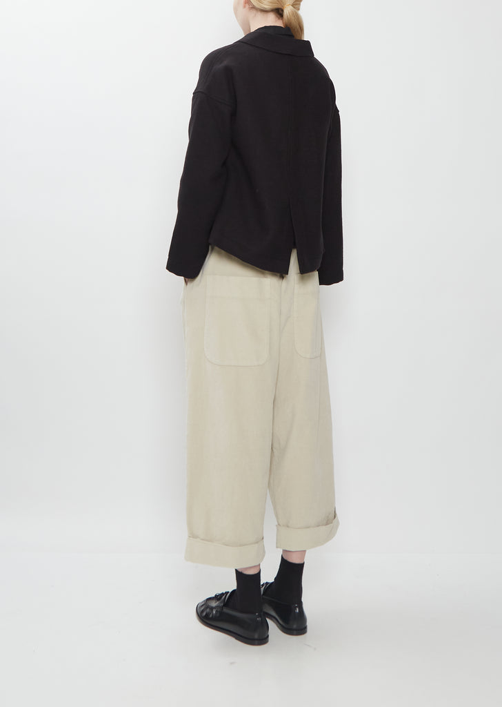 Cotton Blend Soft Loose Blazer — Black