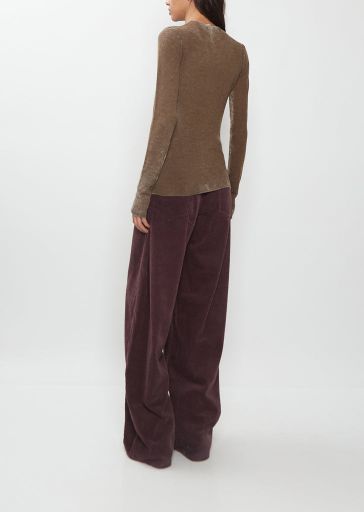 Printed Rib Mockneck Top