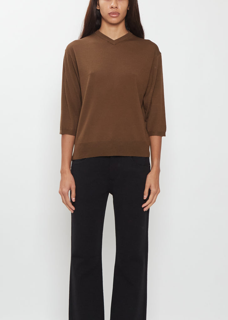 Elbow V-Neck Merino Wool Top