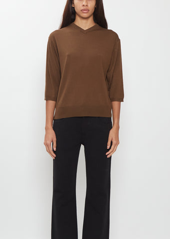 Elbow V-Neck Merino Wool Top