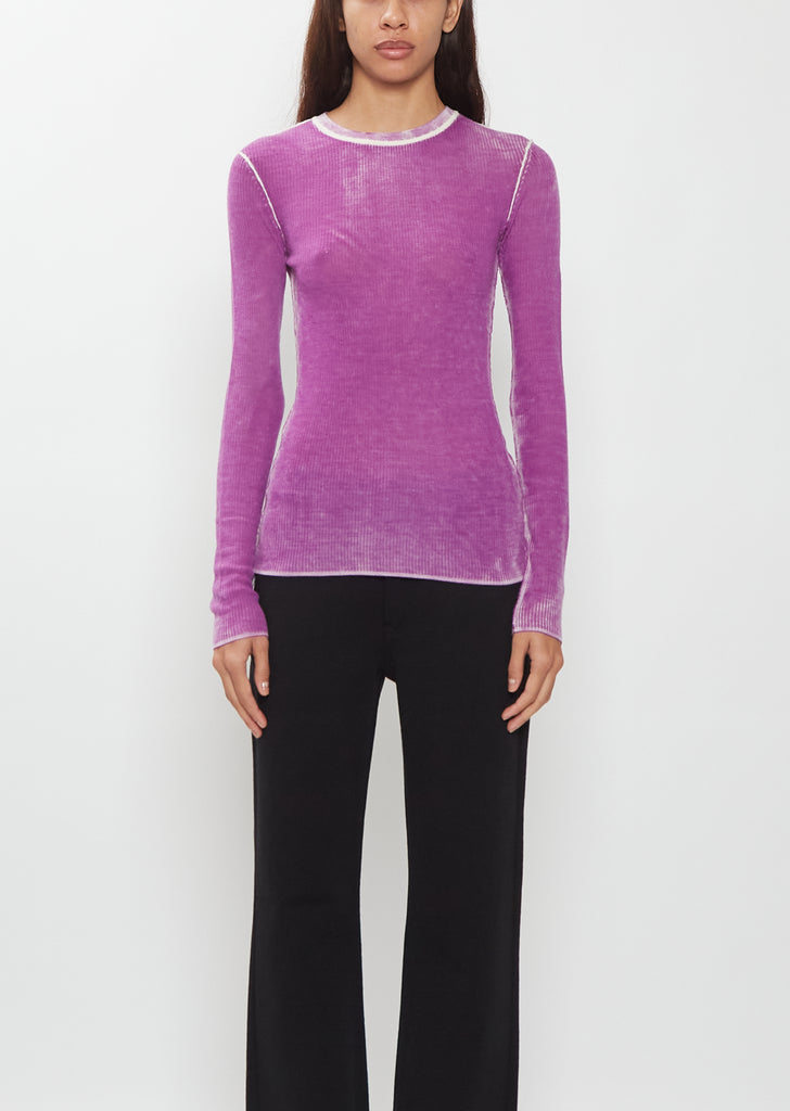 Printed Rib Crewneck Top