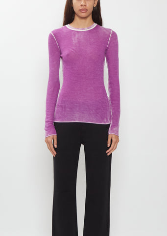 Printed Rib Crewneck Top