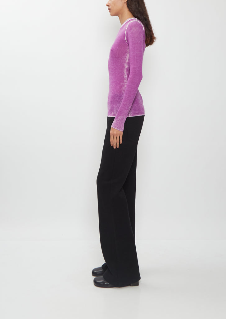 Printed Rib Crewneck Top