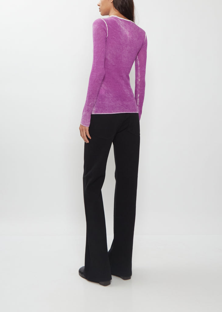 Printed Rib Crewneck Top
