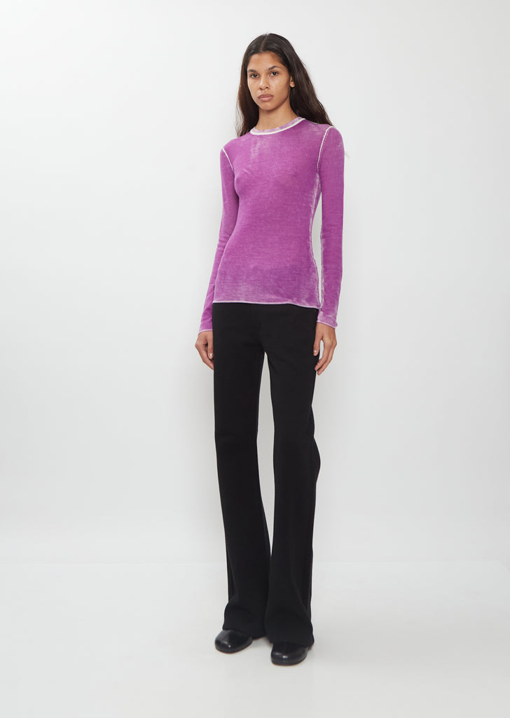 Printed Rib Crewneck Top