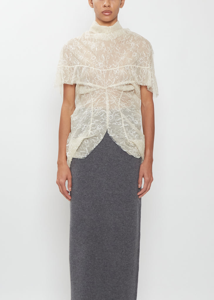 Draped Ruffle Lace Blouse