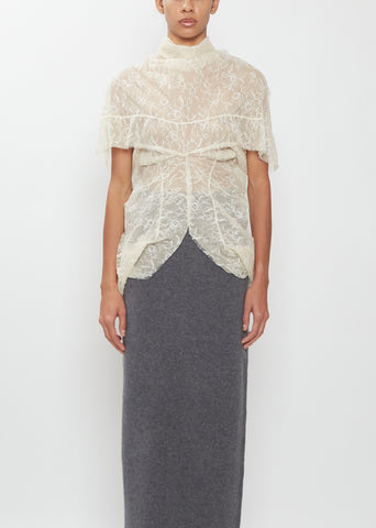 Draped Ruffle Lace Blouse