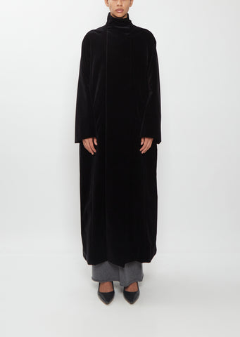 High Collar Raglan Velvet Coat