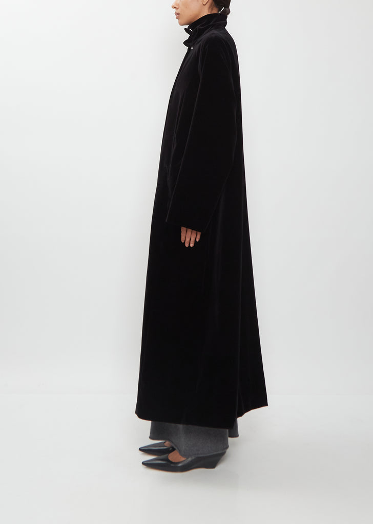 High Collar Raglan Velvet Coat