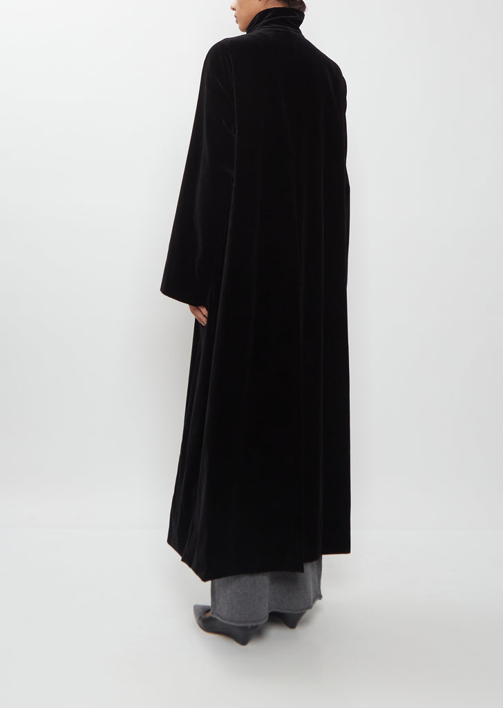 High Collar Raglan Velvet Coat